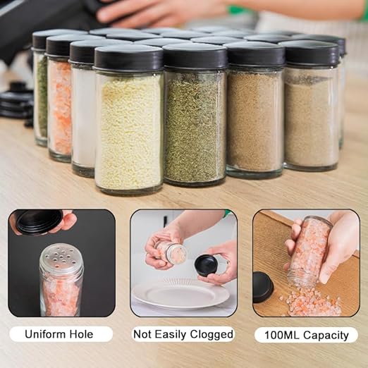 Rotating Spice Rack With 18Pcs Glass Jar