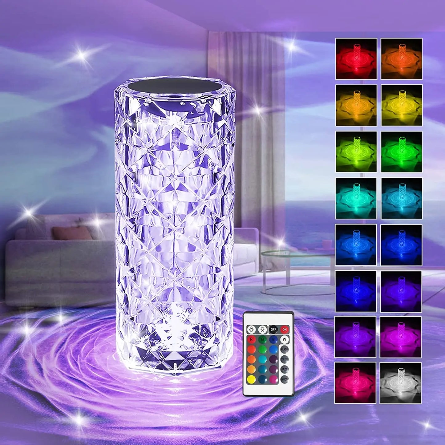 16 Colors Crystal Diamond Lamp